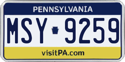 PA license plate MSY9259
