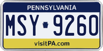 PA license plate MSY9260