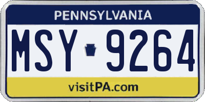 PA license plate MSY9264