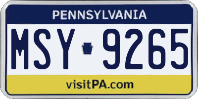 PA license plate MSY9265