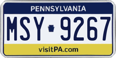PA license plate MSY9267