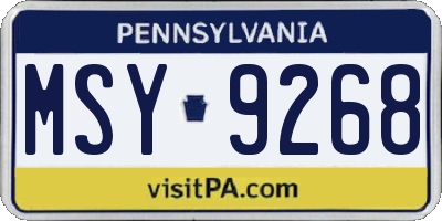 PA license plate MSY9268