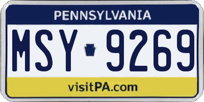 PA license plate MSY9269