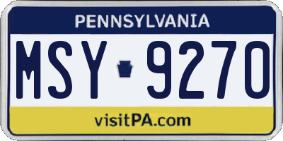 PA license plate MSY9270