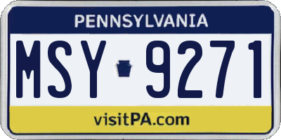PA license plate MSY9271