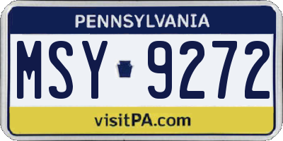 PA license plate MSY9272
