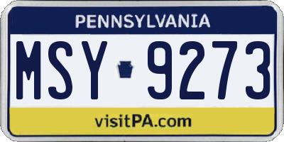 PA license plate MSY9273