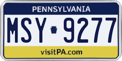 PA license plate MSY9277