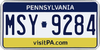 PA license plate MSY9284