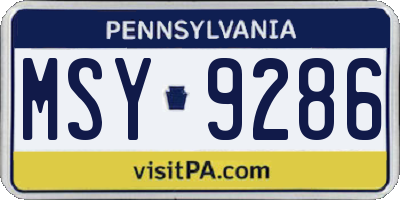 PA license plate MSY9286