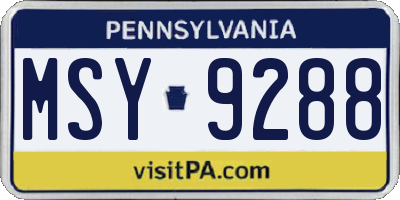 PA license plate MSY9288