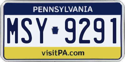 PA license plate MSY9291