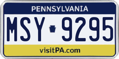 PA license plate MSY9295