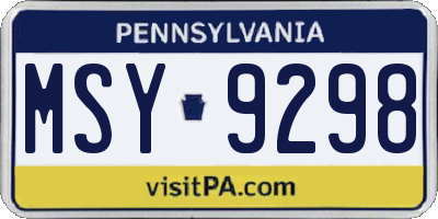 PA license plate MSY9298