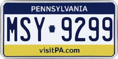 PA license plate MSY9299