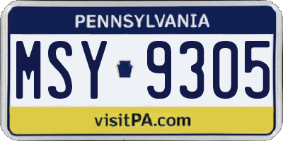 PA license plate MSY9305