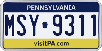 PA license plate MSY9311