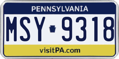 PA license plate MSY9318