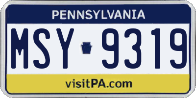 PA license plate MSY9319
