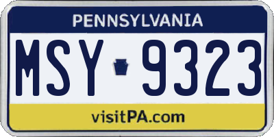 PA license plate MSY9323