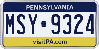PA license plate MSY9324