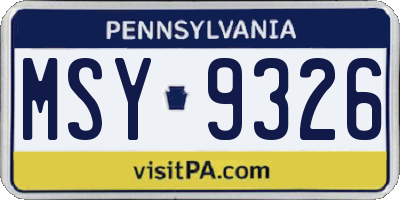 PA license plate MSY9326