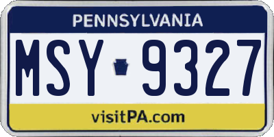 PA license plate MSY9327
