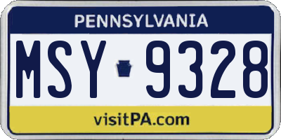 PA license plate MSY9328