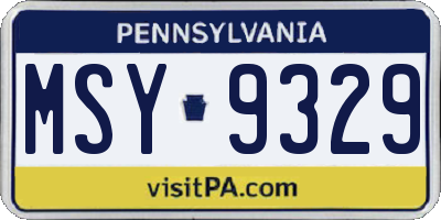 PA license plate MSY9329