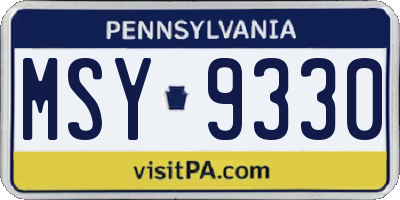 PA license plate MSY9330
