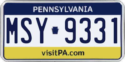 PA license plate MSY9331