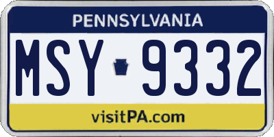 PA license plate MSY9332