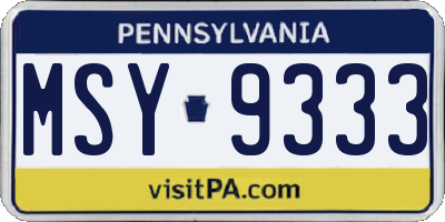 PA license plate MSY9333