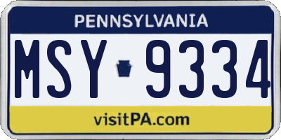 PA license plate MSY9334
