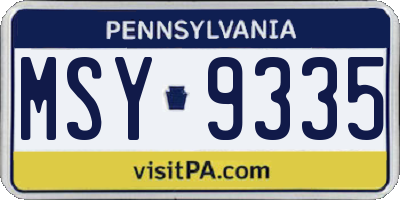 PA license plate MSY9335