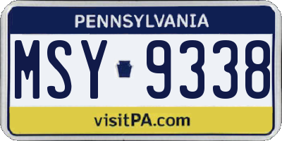 PA license plate MSY9338