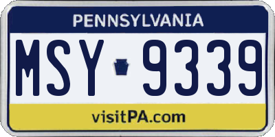 PA license plate MSY9339