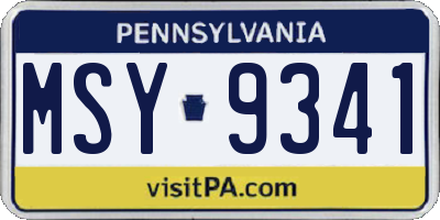 PA license plate MSY9341