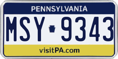 PA license plate MSY9343