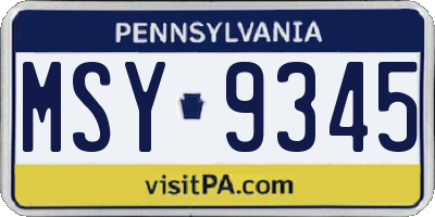 PA license plate MSY9345