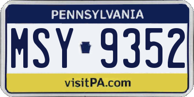 PA license plate MSY9352