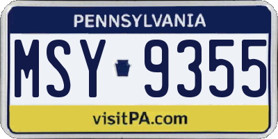 PA license plate MSY9355