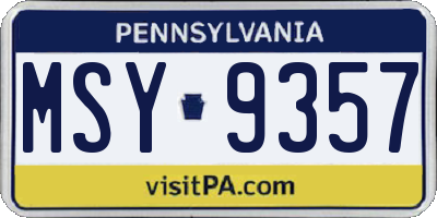 PA license plate MSY9357