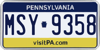 PA license plate MSY9358