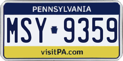 PA license plate MSY9359