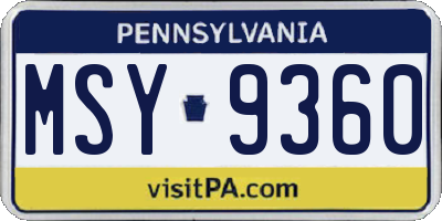 PA license plate MSY9360