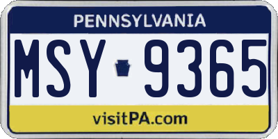 PA license plate MSY9365