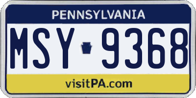 PA license plate MSY9368