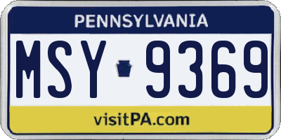 PA license plate MSY9369