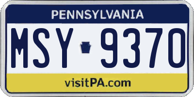 PA license plate MSY9370